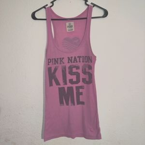 Pink Victoria Secret Kiss Me I'm One in a Million tank top racer back small